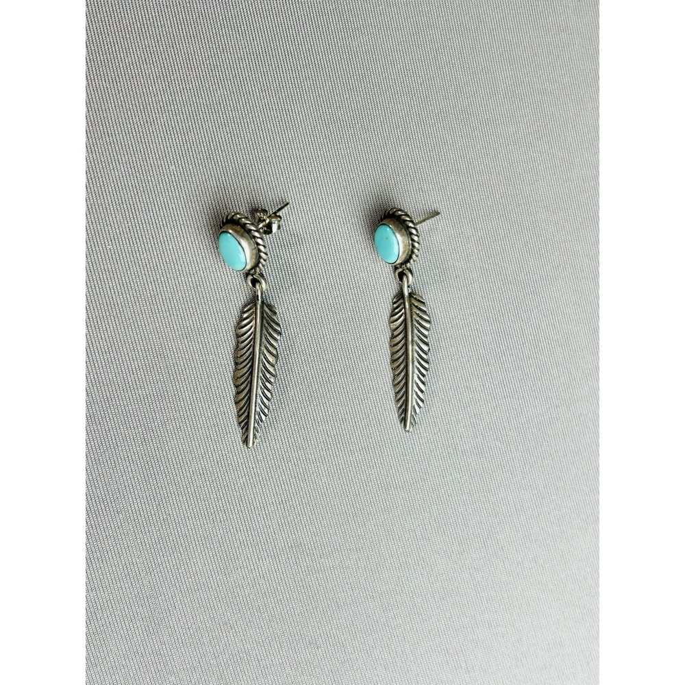 Sterling Silver Feather Southwestern Dangle Earrings .925 Jewelry